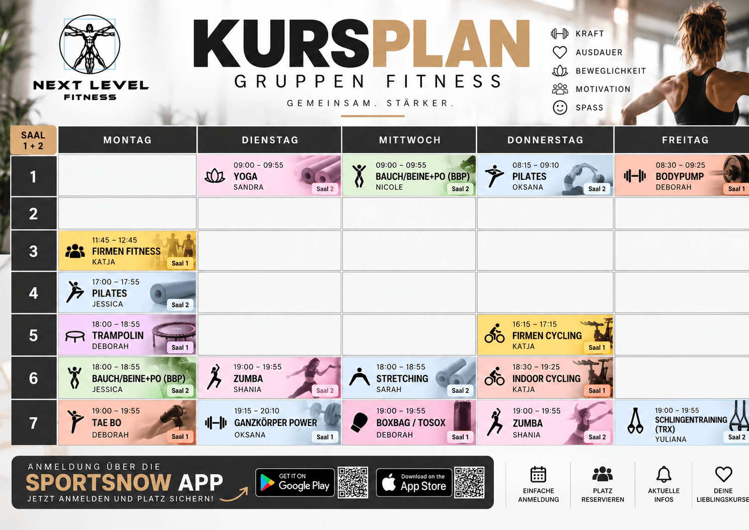 Next Level Fitness Kursplan 09.10.2026